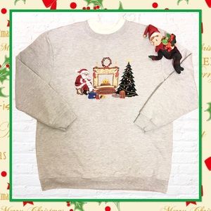 Vintage Embroidered Santa Clause Christmas Sweatshirt